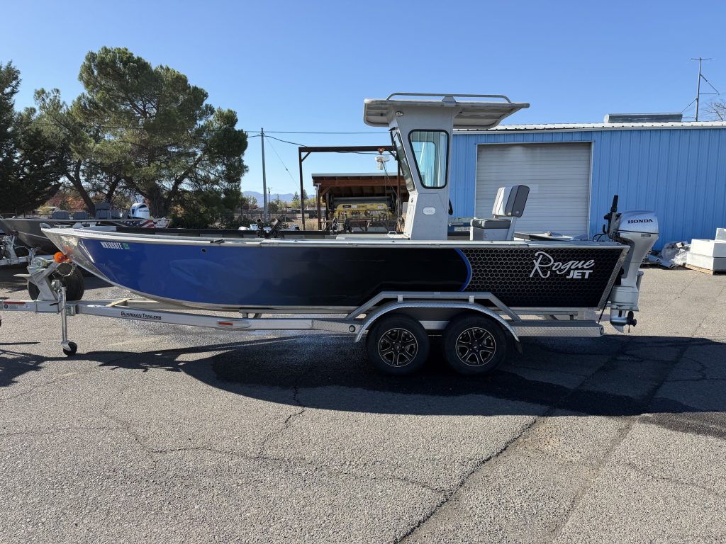 2023 Rogue Jet Chinook 22 XL jet boat for sale on Guardian trailer, side profile